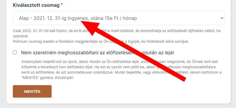 Csomag választás